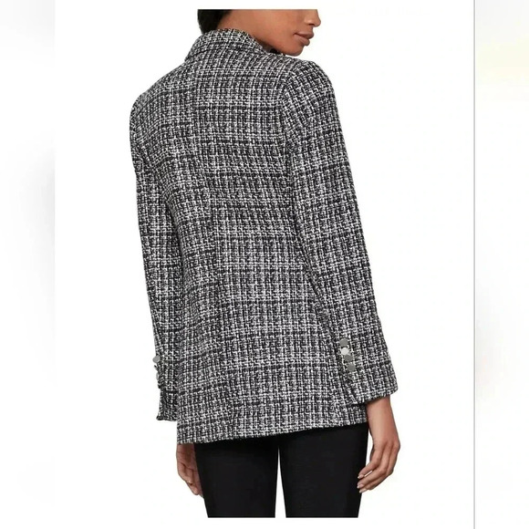 BCBGMAXAZRIA Women's Black & White Tweed Jacket sz L **FREE SHIPPING** - Picture 3 of 7